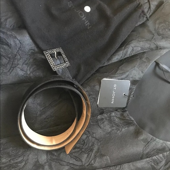 St. John Floral Jacquard Dress Sz 10 Midi Black - Picture 12 of 12